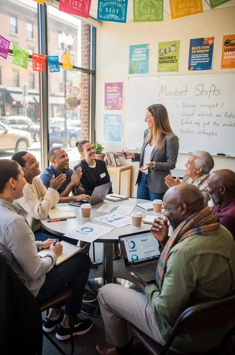 Oktatóanyag képernyőn, amely lépésről lépésre magyarázza a pénzügyi tervezés alapjait