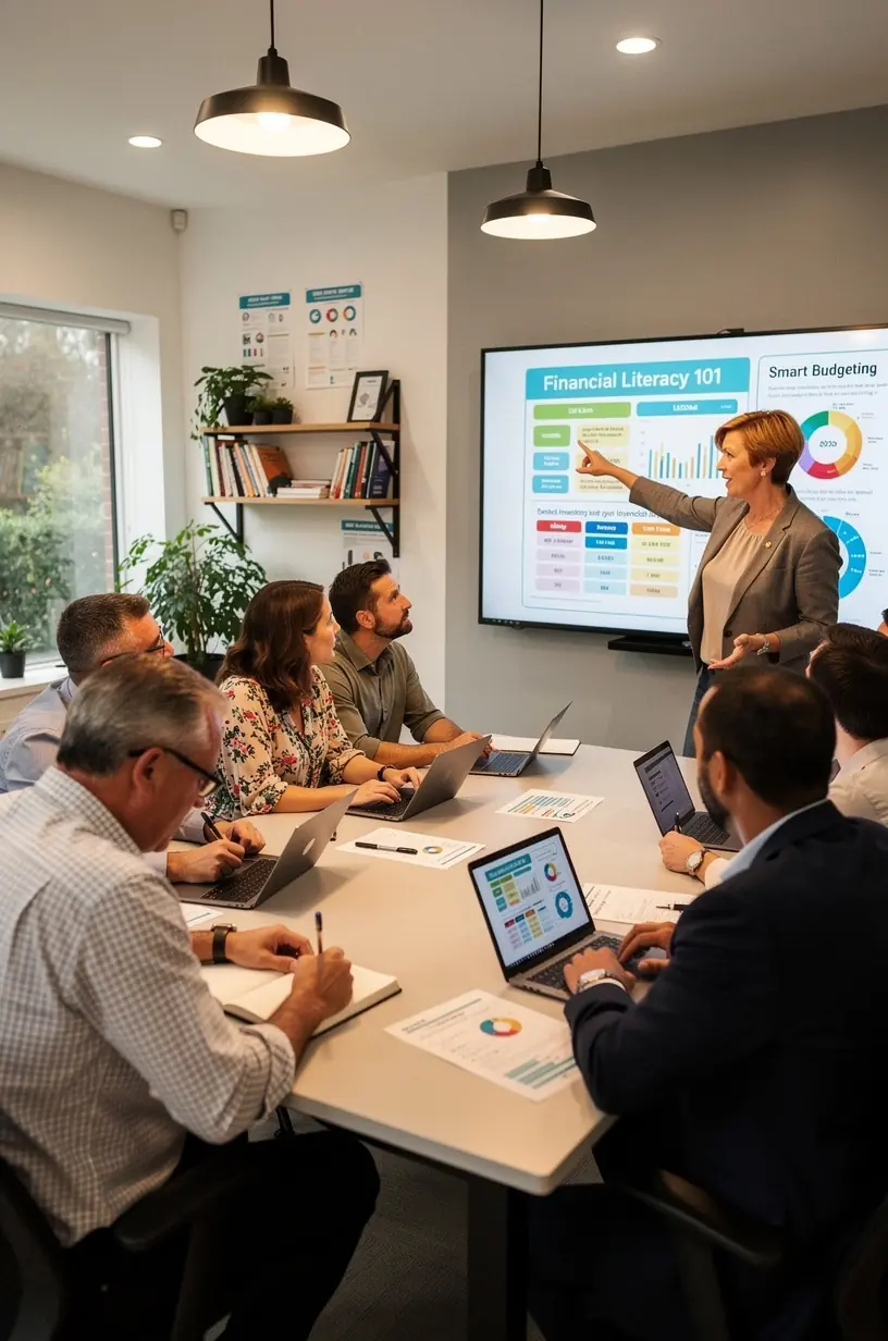 Személyes pénzügyi alapok blog borítója, amely útmutató naplókat és önreflexiós könyveket mutat be